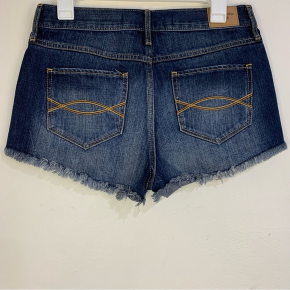 Abercrombie & Fitch Blue Jean Shorts Women's Size 28/6 Cutoff High Rise Distress - Picture 6 of 10